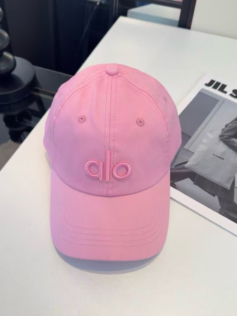 ALO Yoga Pink Embroidered Logo Baseball Cap